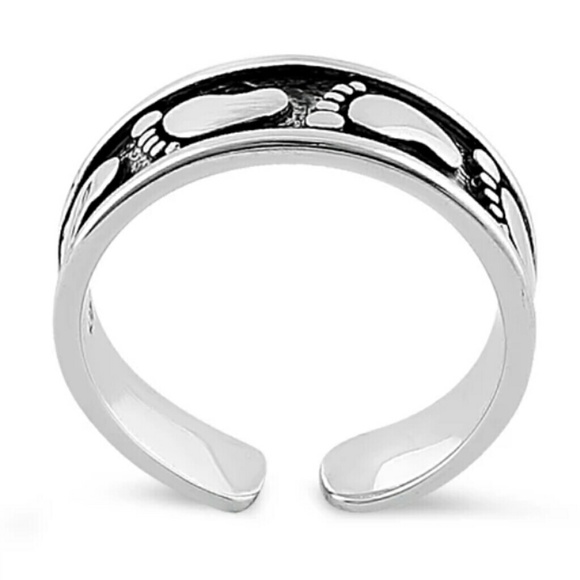 STERLING SILVER FOOTPRINTS TOE RING - Picture 4 of 4